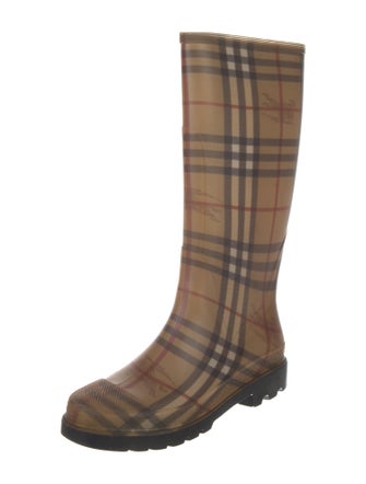 Burberry Rubber Plaid Print Rain Boots