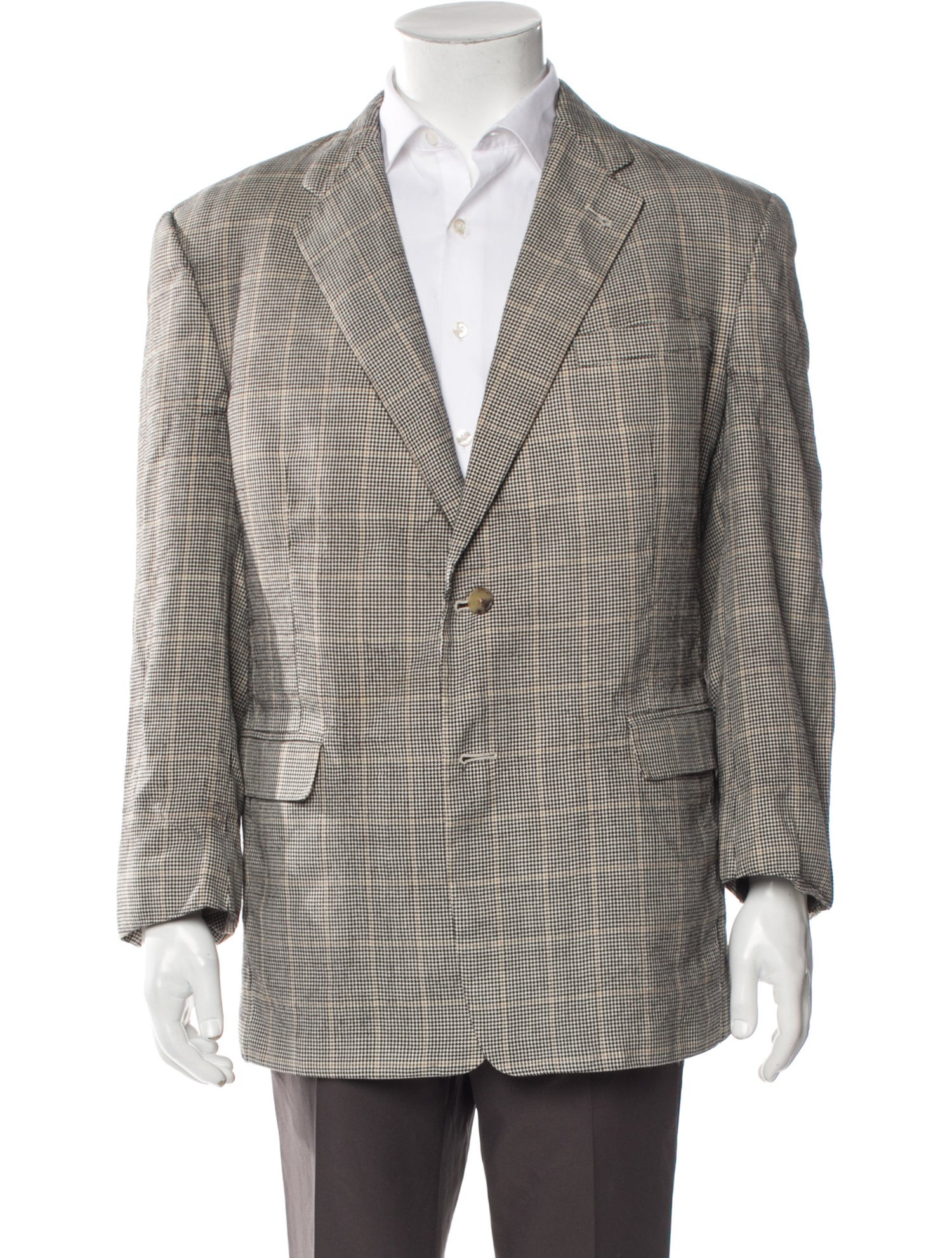 Burberry Wool Plaid Print Blazer