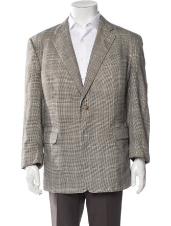 Burberry Wool Plaid Print Blazer