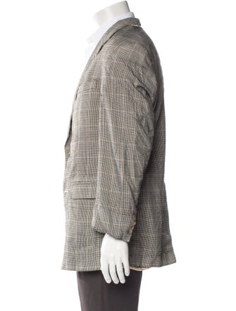 Burberry Wool Plaid Print Blazer