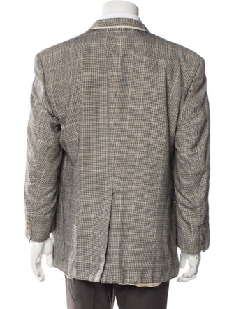 Burberry Wool Plaid Print Blazer
