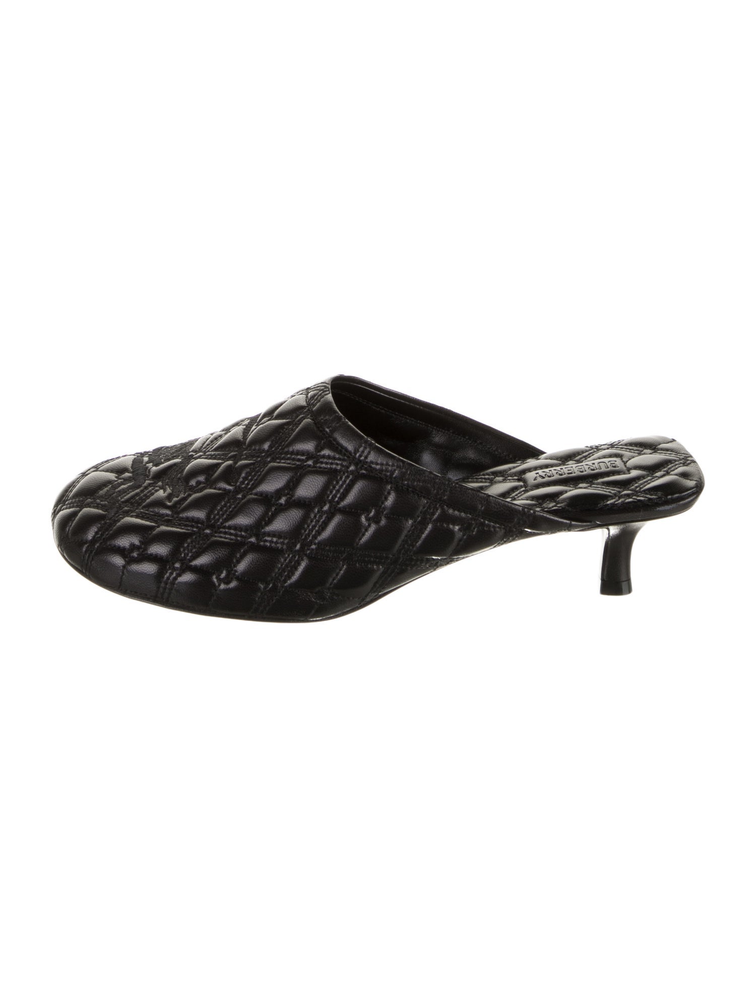 Burberry Leather Embroidered Accent Mules