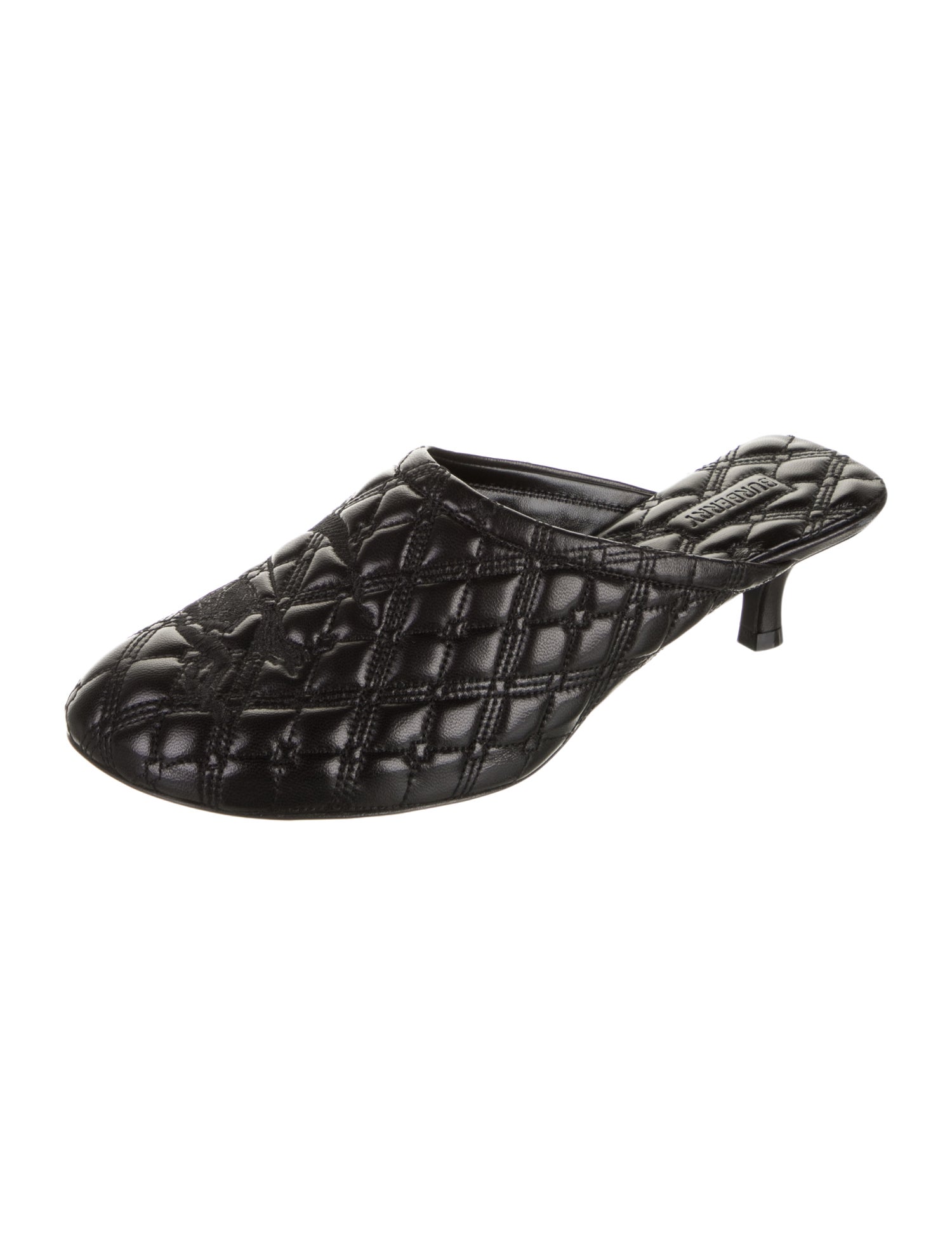 Burberry Leather Embroidered Accent Mules