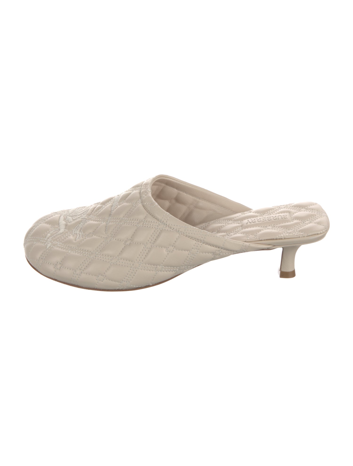 Burberry Leather Embroidered Accent Mules