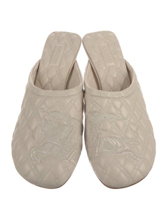 Burberry Leather Embroidered Accent Mules
