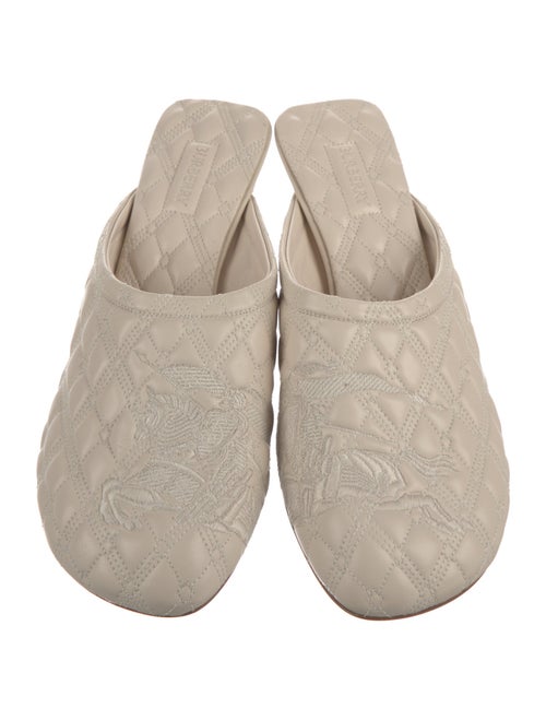 Burberry Leather Embroidered Accent Mules