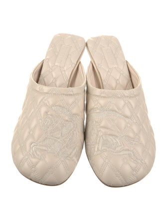 Burberry Leather Embroidered Accent Mules