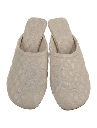 Burberry Leather Embroidered Accent Mules