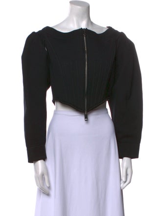 Burberry Bateau Neckline Long Sleeve Crop Top