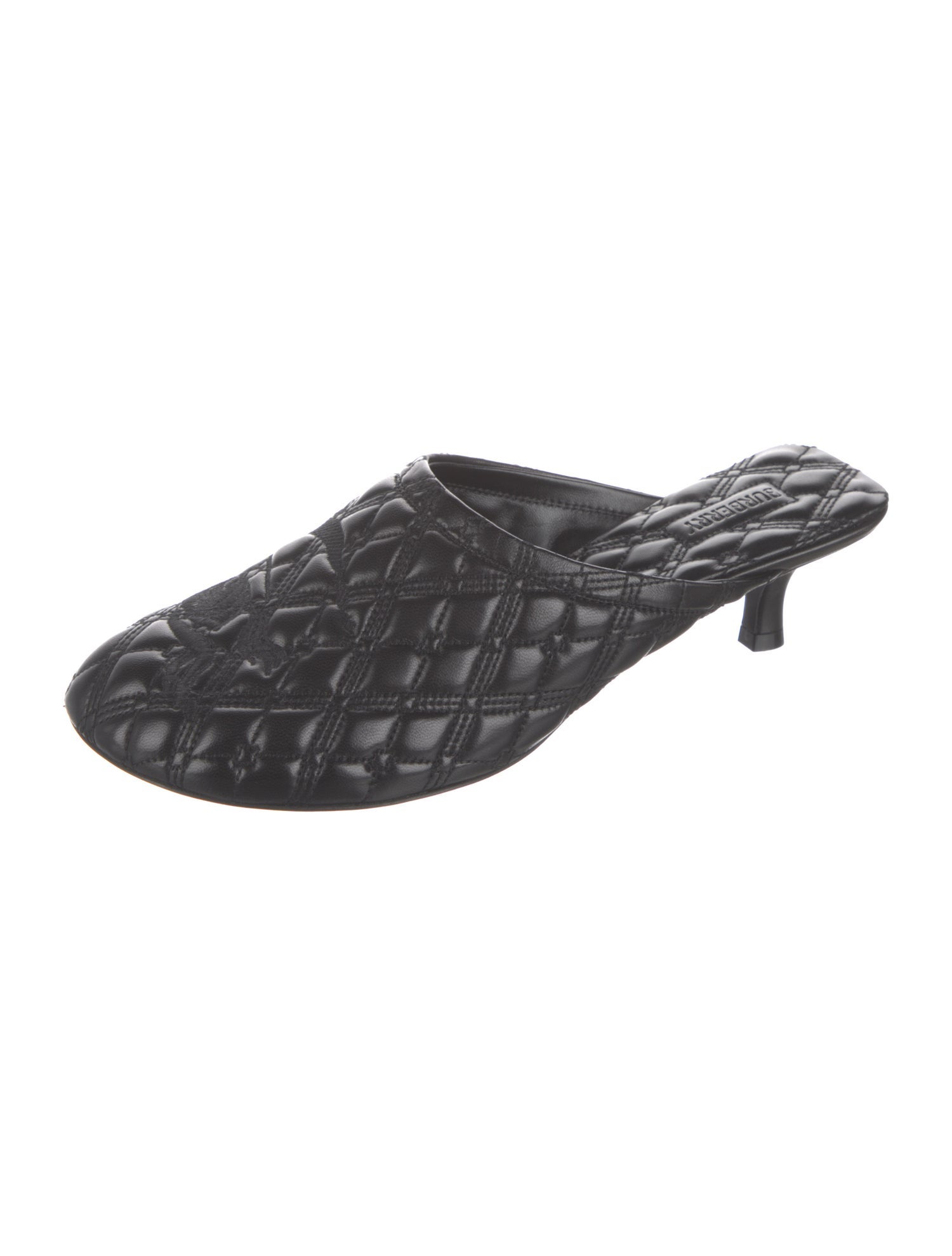 Burberry Leather Embroidered Accent Mules