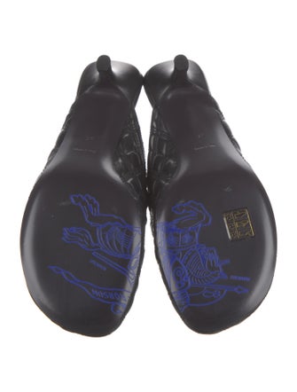 Burberry Leather Embroidered Accent Mules
