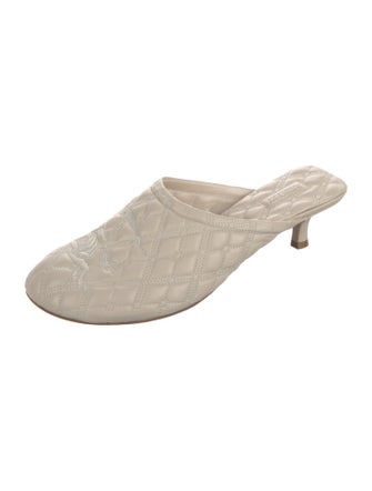 Burberry Leather Embroidered Accent Mules