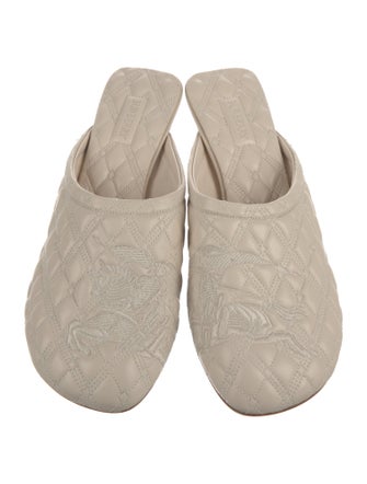 Burberry Leather Embroidered Accent Mules