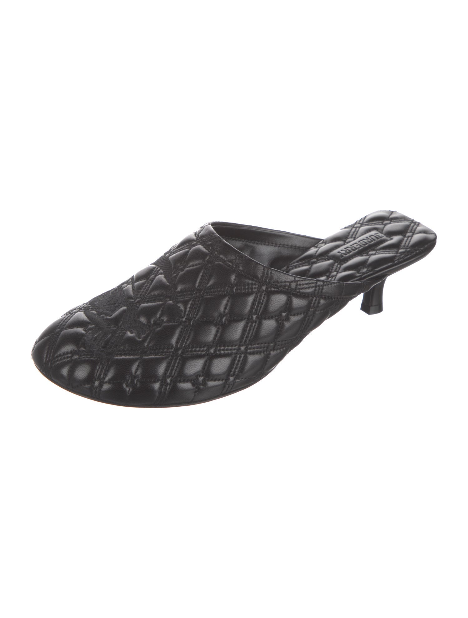 Burberry Leather Embroidered Accent Mules