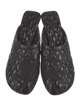 Burberry Leather Embroidered Accent Mules