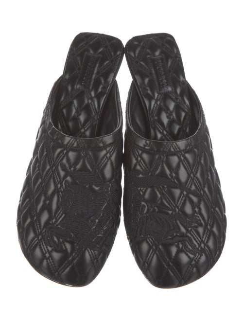 Burberry Leather Embroidered Accent Mules