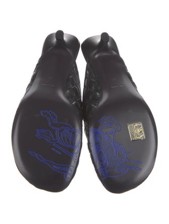 Burberry Leather Embroidered Accent Mules