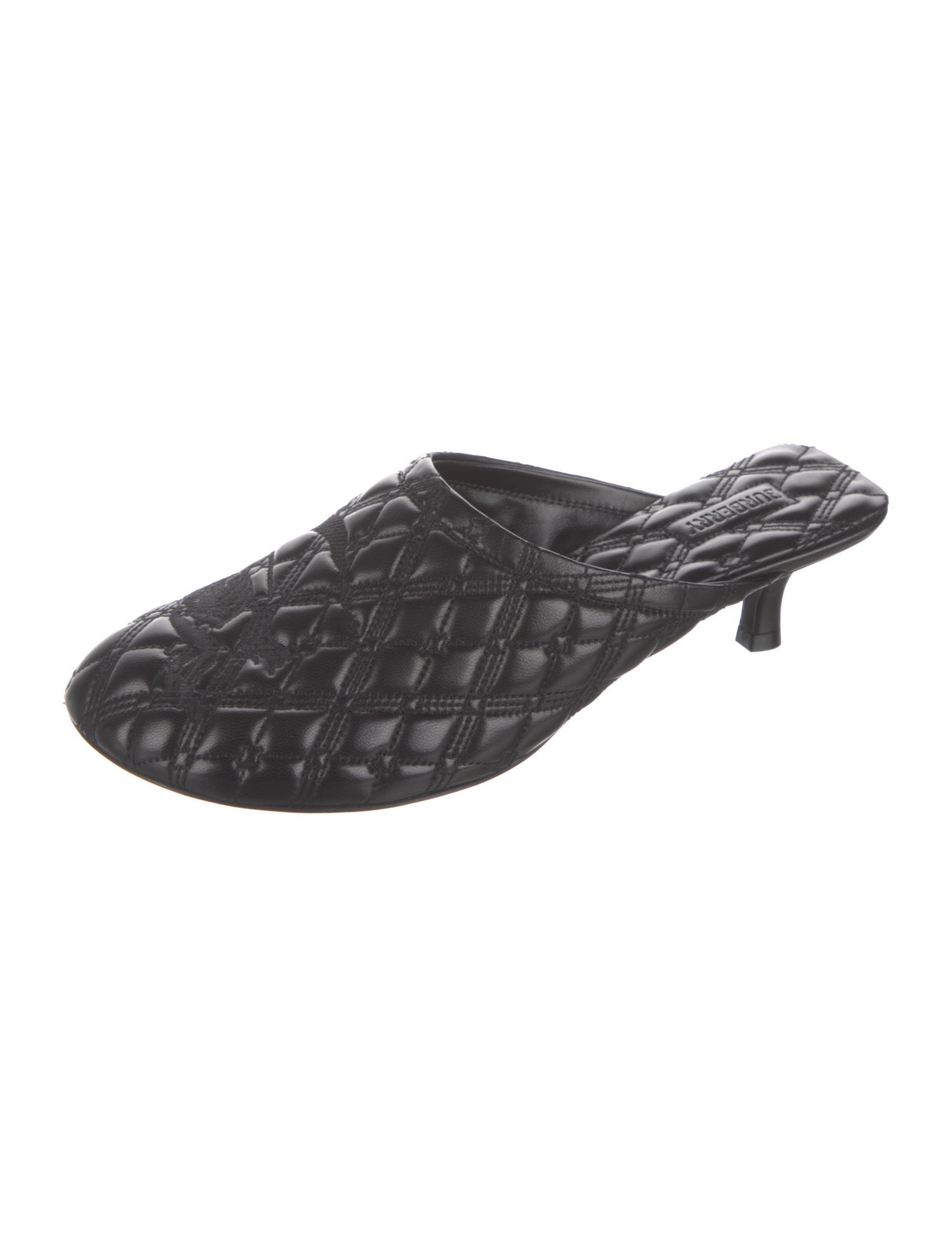 Burberry Leather Embroidered Accent Mules