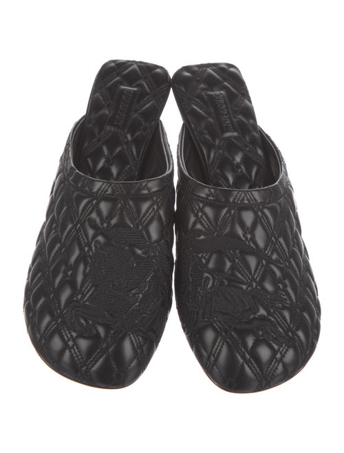 Burberry Leather Embroidered Accent Mules