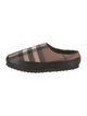 Burberry Leather Plaid Print Slippers