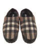 Burberry Leather Plaid Print Slippers