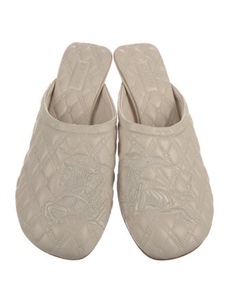 Burberry Leather Embroidered Accent Mules