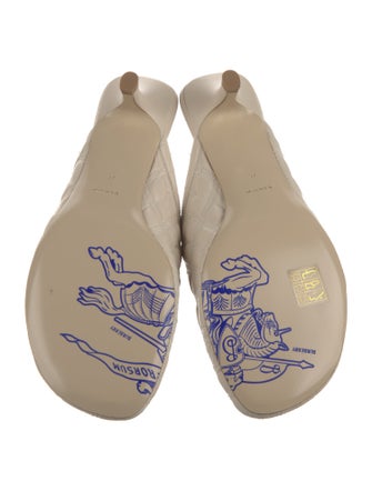 Burberry Leather Embroidered Accent Mules