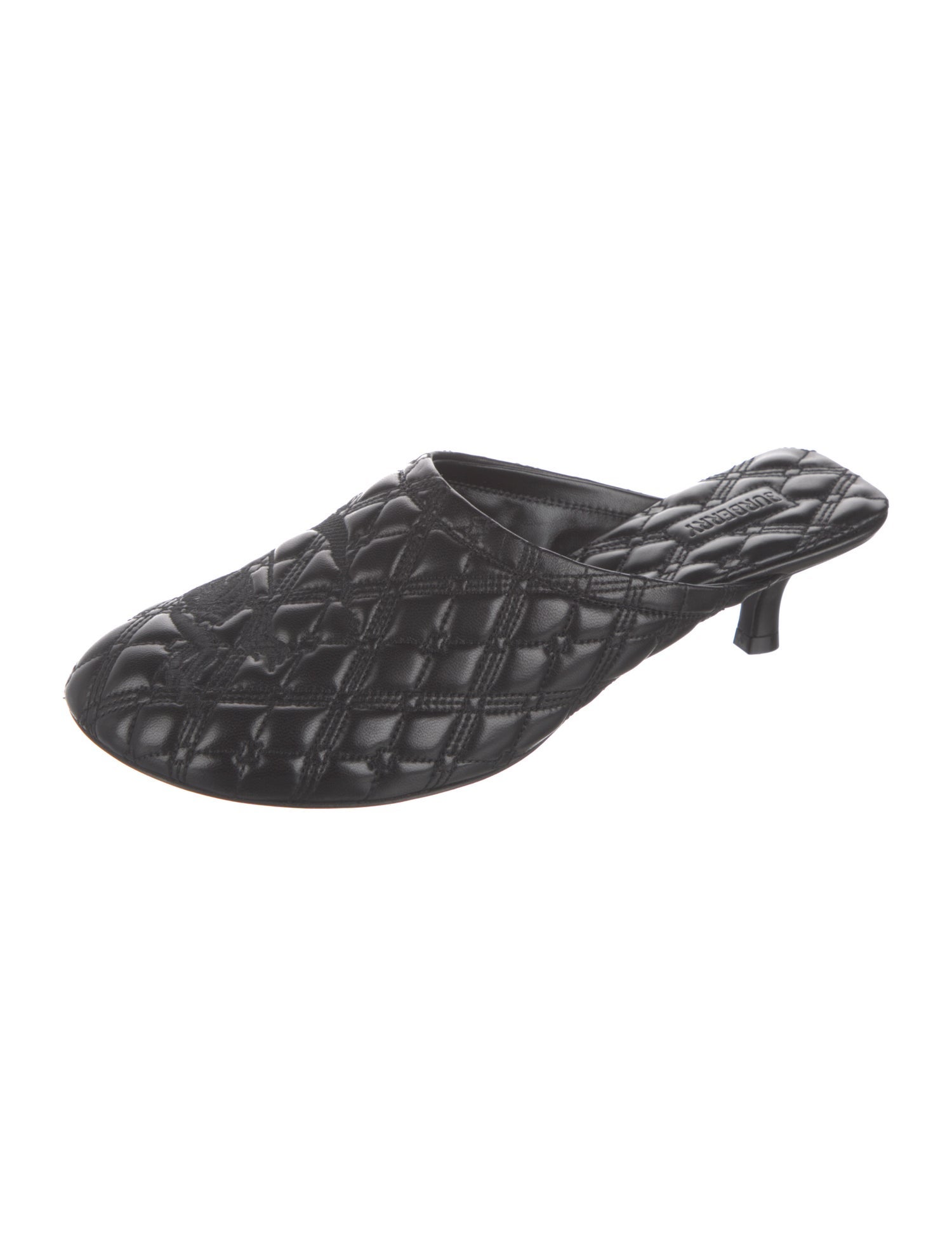 Burberry Leather Embroidered Accent Mules