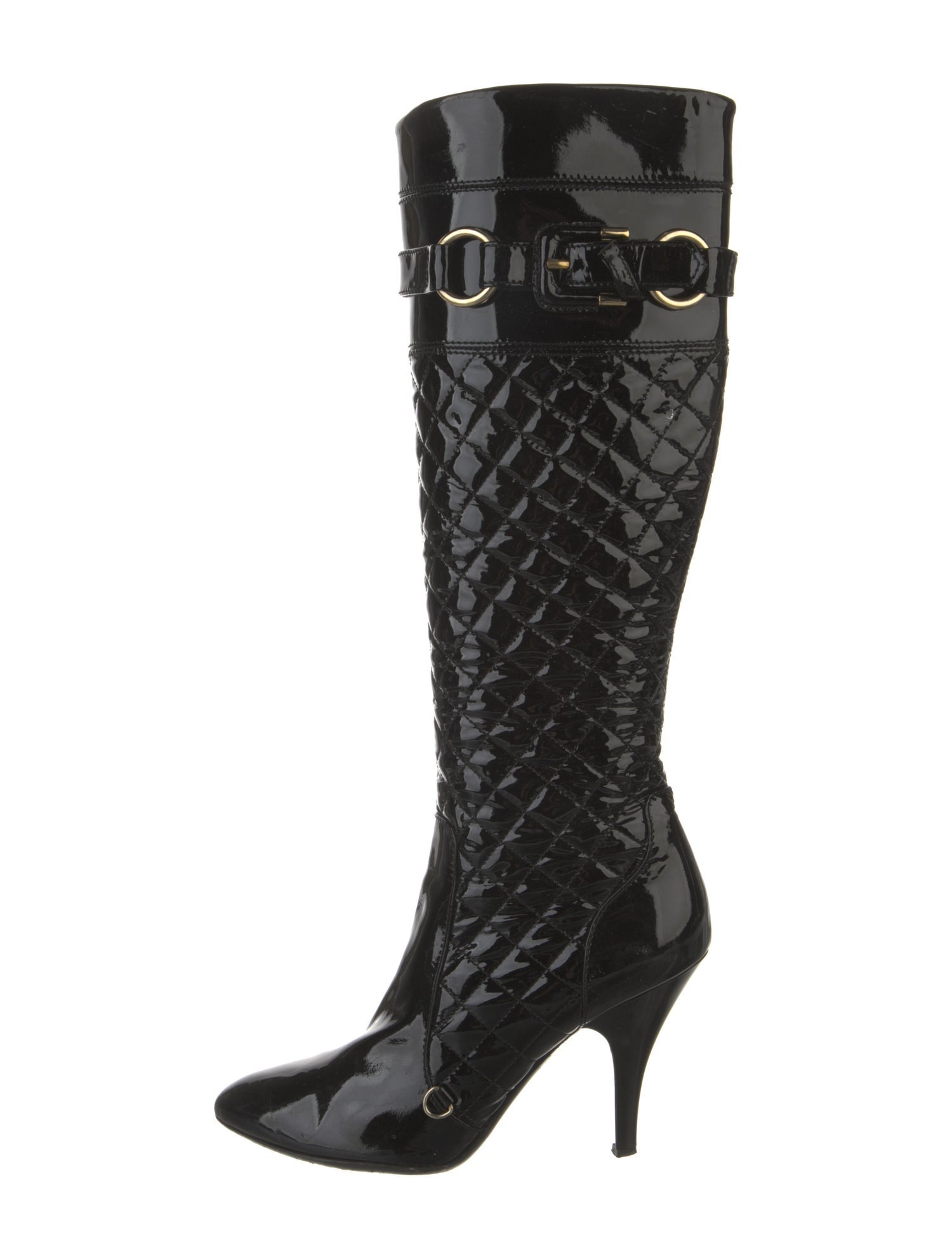 Burberry Quilted Pattern Patent Leather Boots
