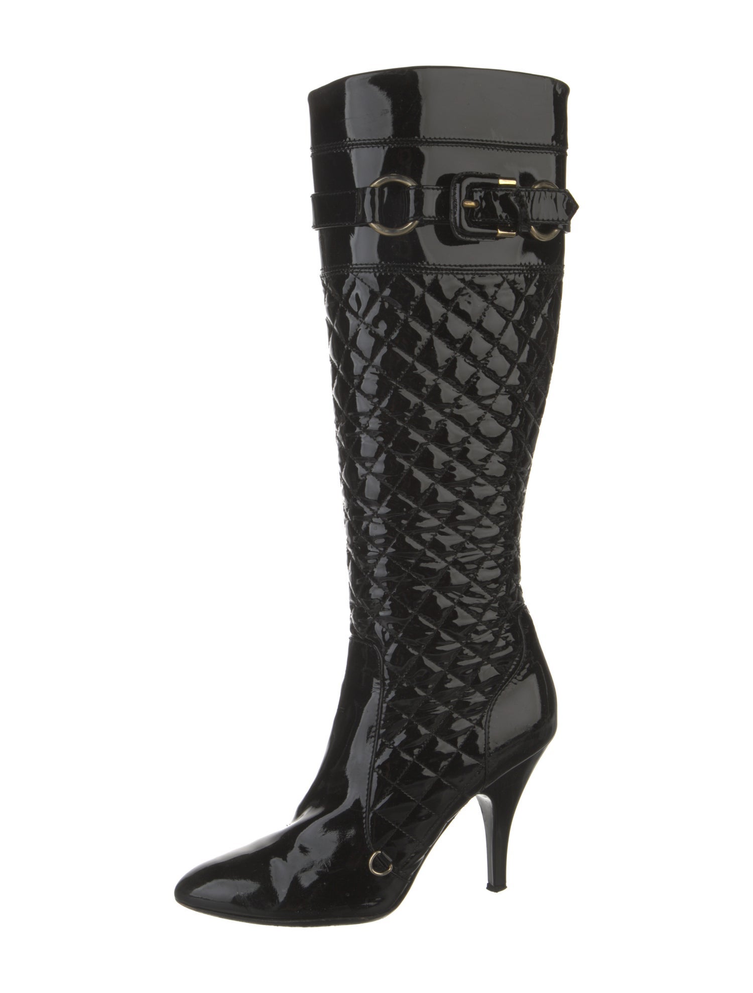 Burberry Quilted Pattern Patent Leather Boots