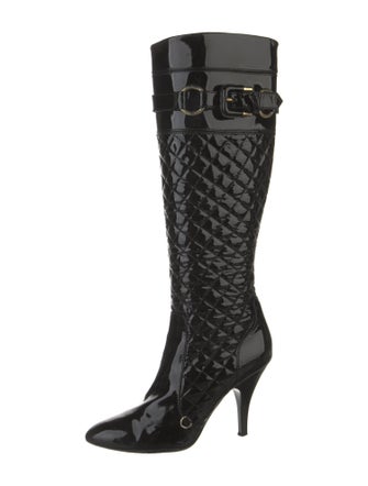 Burberry Quilted Pattern Patent Leather Boots