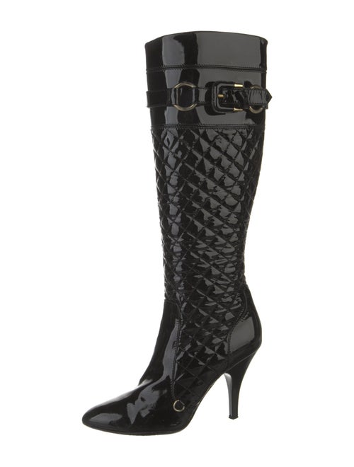 Burberry Quilted Pattern Patent Leather Boots