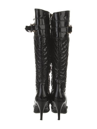 Burberry Quilted Pattern Patent Leather Boots