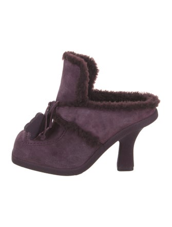 Burberry Suede Floral Print Mules