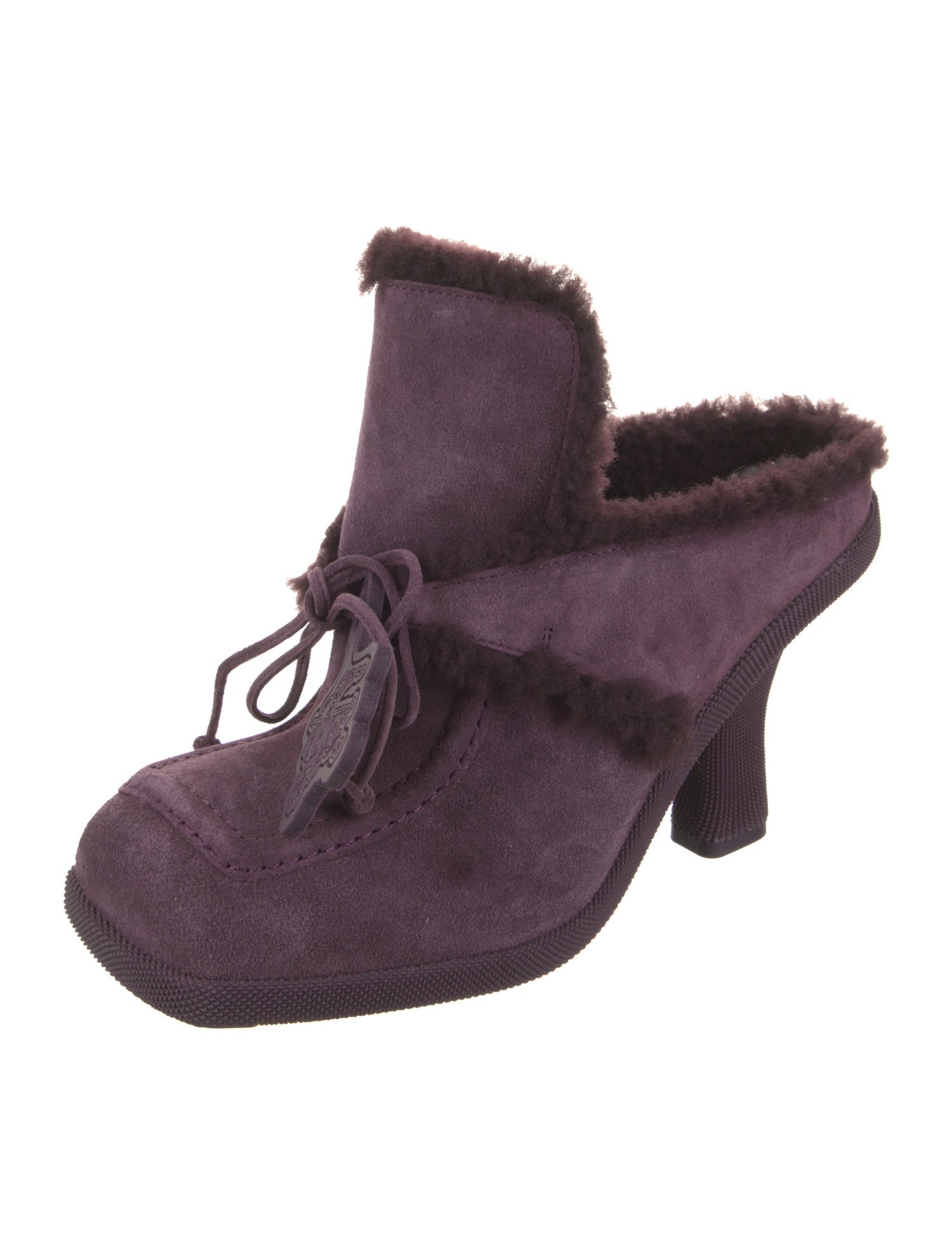 Burberry Suede Floral Print Mules