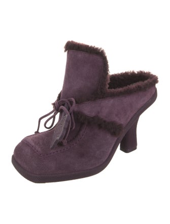 Burberry Suede Floral Print Mules