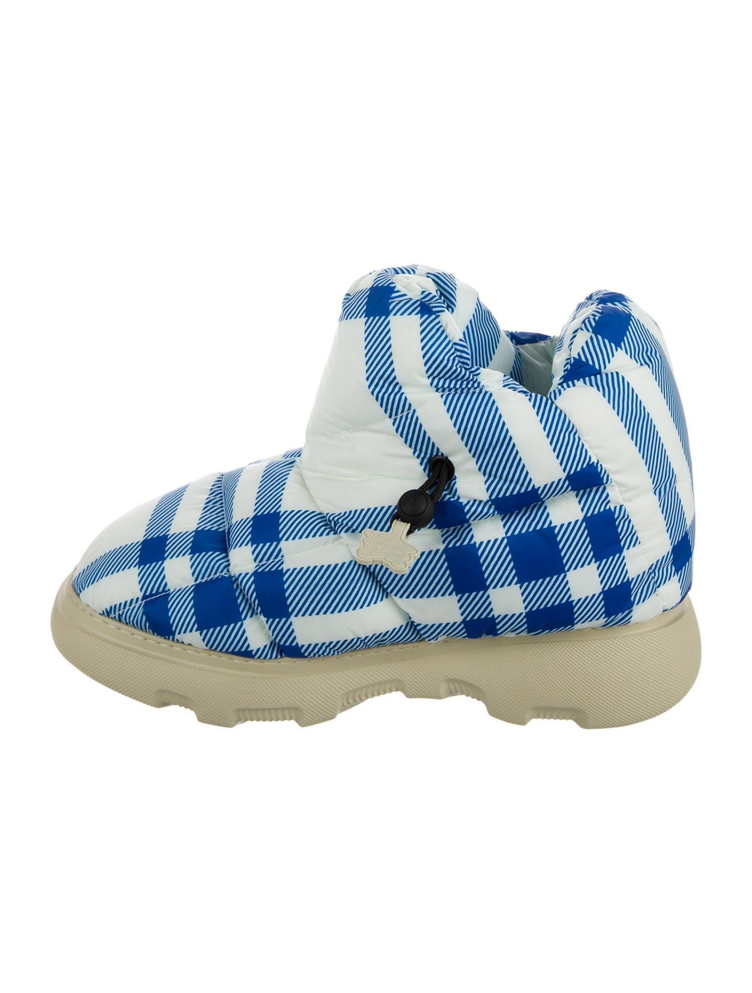 Burberry Nylon Plaid Print Boots