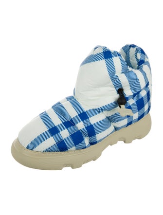 Burberry Nylon Plaid Print Boots