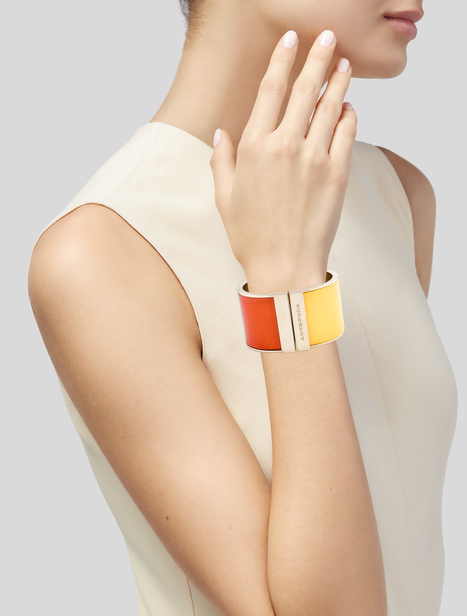 Burberry Enamel Hinged Cuff Bracelet