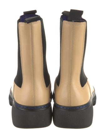 Burberry Leather Colorblock Pattern Chelsea Boots