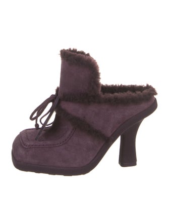 Burberry Shearling Printed Mules