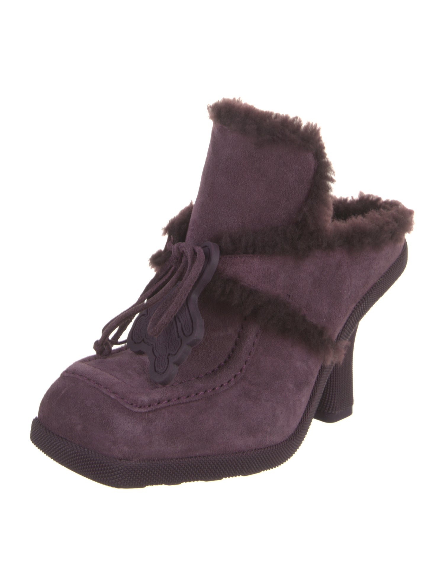 Burberry Shearling Printed Mules