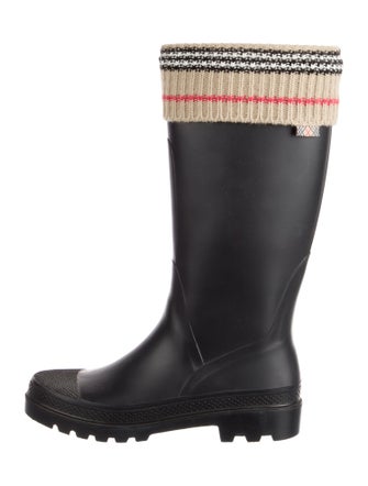 Burberry Nova Check Pattern Rubber Rain Boots