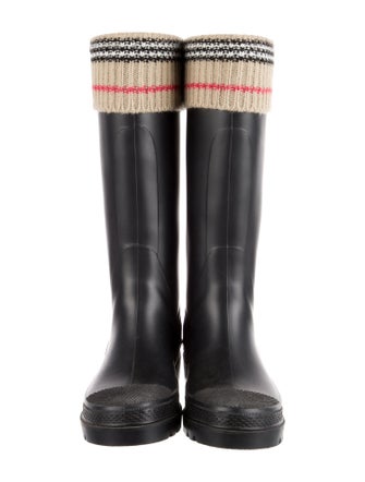 Burberry Nova Check Pattern Rubber Rain Boots