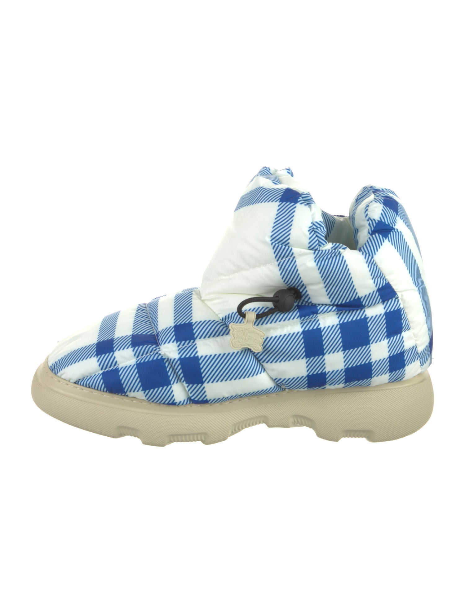 Burberry Nylon Plaid Print Hiking Boots