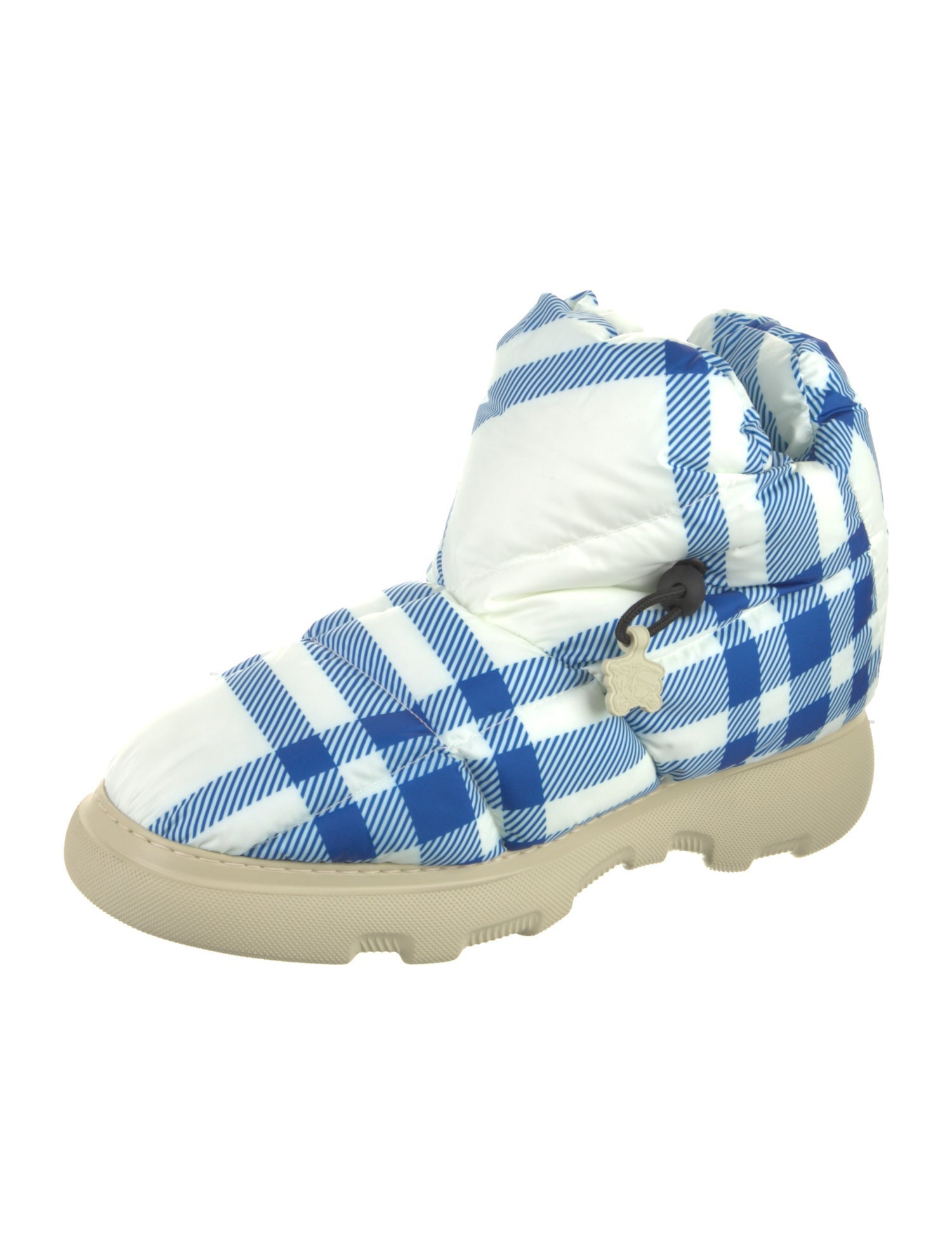 Burberry Nylon Plaid Print Hiking Boots