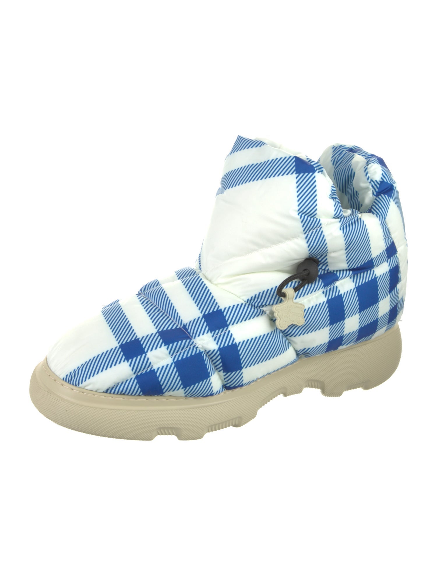 Burberry Nylon Plaid Print Hiking Boots