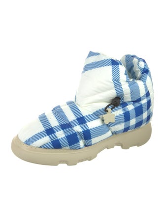 Burberry Nylon Plaid Print Hiking Boots