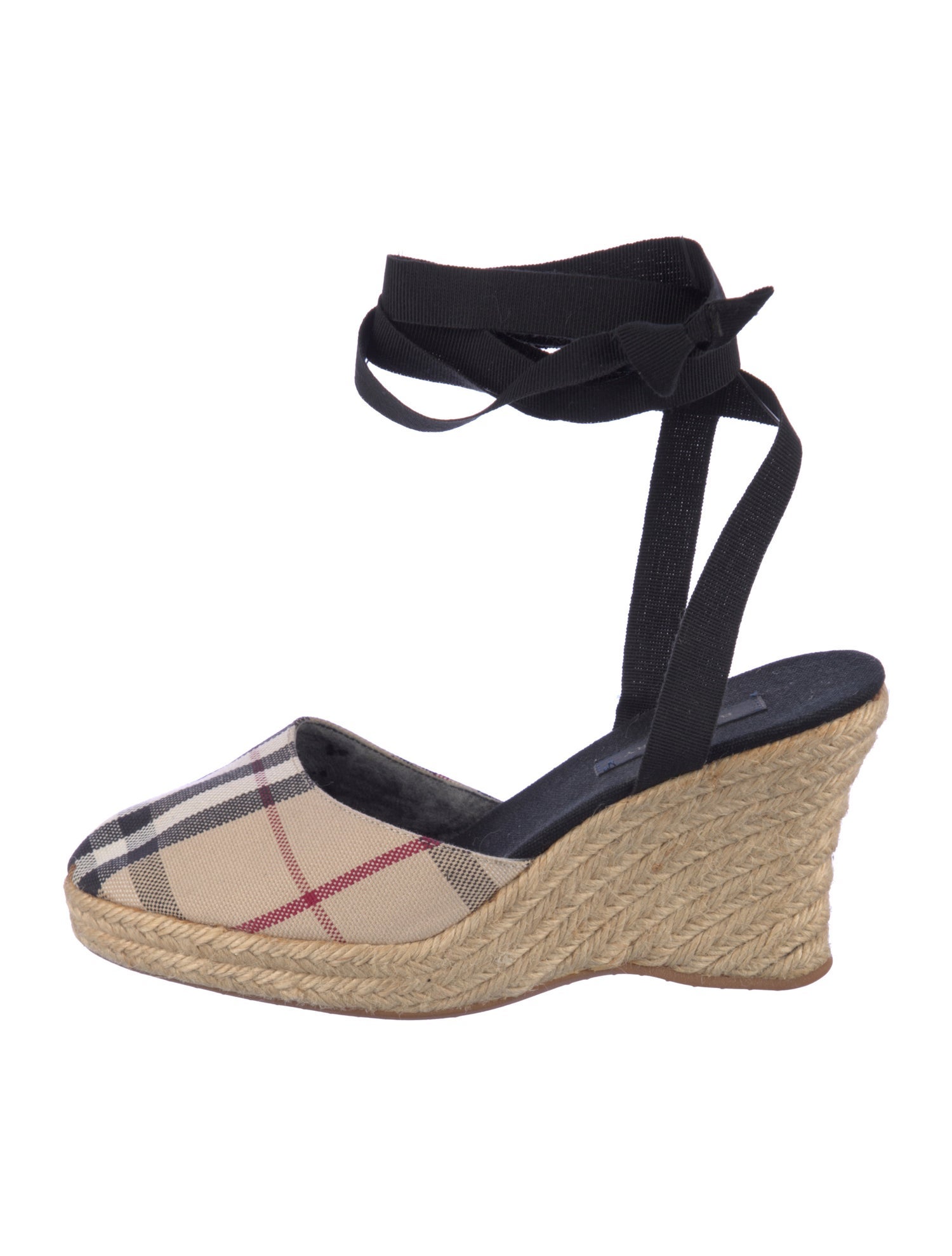 Burberry Nova Check Pattern Canvas Slingback Pumps