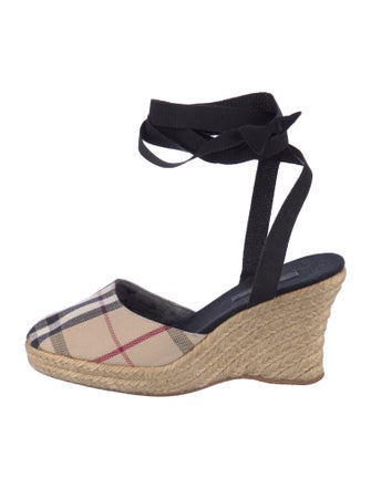 Burberry Nova Check Pattern Canvas Slingback Pumps